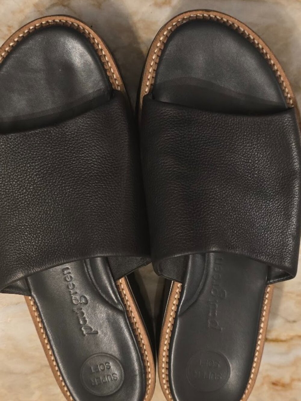 Paul Green May Slide Sandals black leather sandals size 8US/6UK